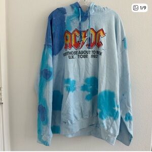 AC/DC Blue Tie-Dye Pullover Hoodie Size: 2X, NWT